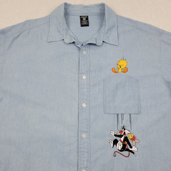 Vintage Warner Bros Studio Store Embroidered Tweedy Sylvester Shirt Mens XXL‎ - Picture 1 of 10